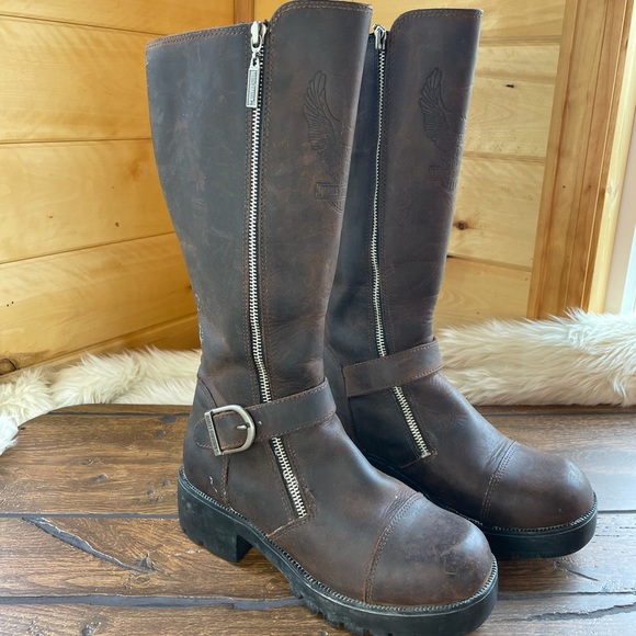 Harley-Davidson brown leather motorcycle boots - Picture 5 of 16